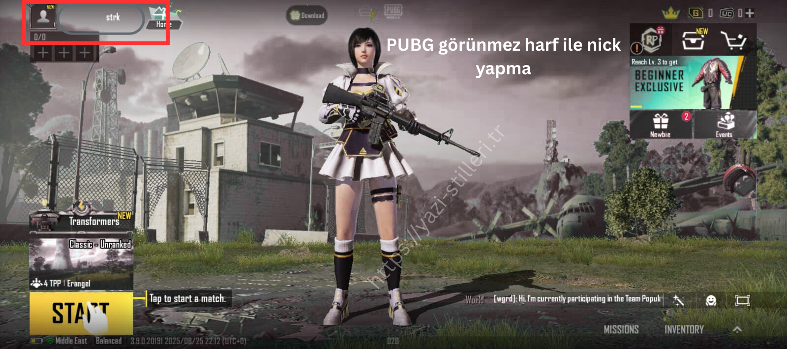 pubg görünmez harf