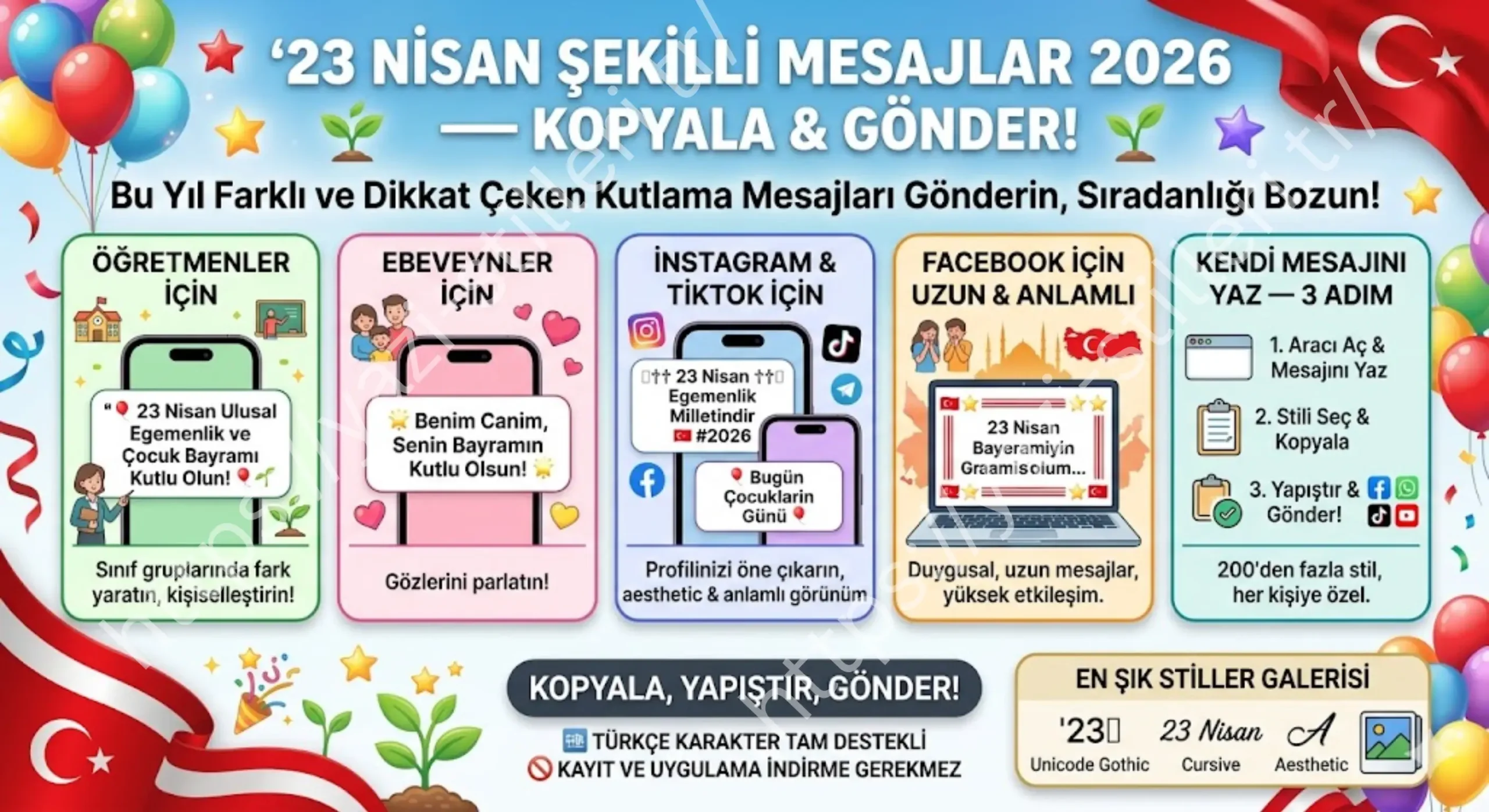 23 Nisan Şekilli Mesajlar 